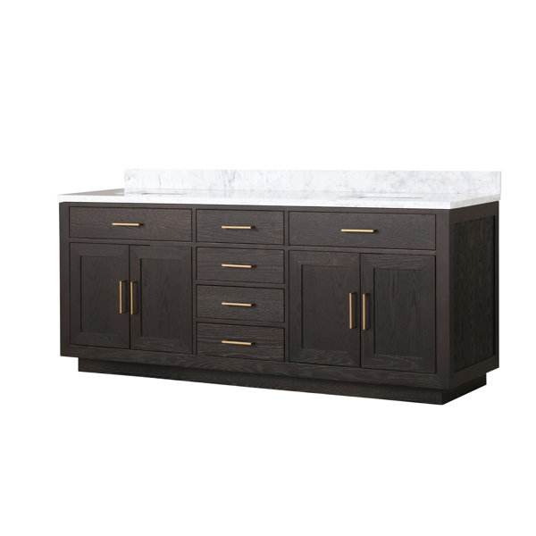 Lexora 80'' Bathroom Vanity with Carrara Marble Top | Wayfair